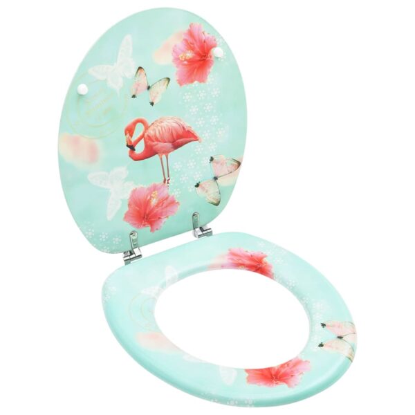 vidaXL WC Toilet Seat with Lid MDF Flamingo Design - Image 1