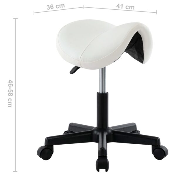 vidaXL Work Stool White Faux Leather - Image 7