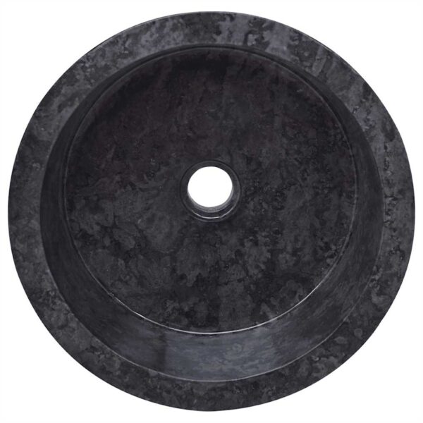 vidaXL Sink Black Ø40x15 cm Marble - Image 4