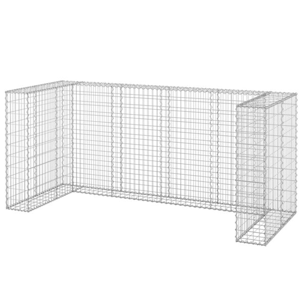 vidaXL Gabion Wall for Garbage Bins Galvanised Steel 254x100x110 cm - Image 2