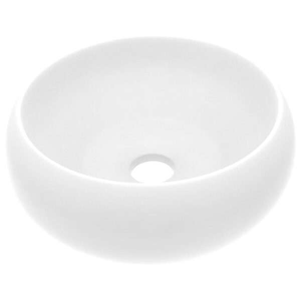 vidaXL Luxury Wash Basin Round Matt White 40x15 cm Ceramic - Image 2
