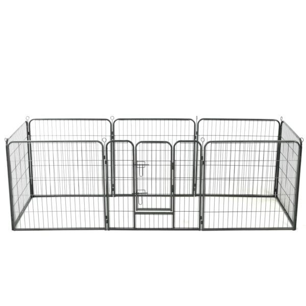 vidaXL Dog Playpen 8 Panels Steel 80x80 cm Black - Image 1