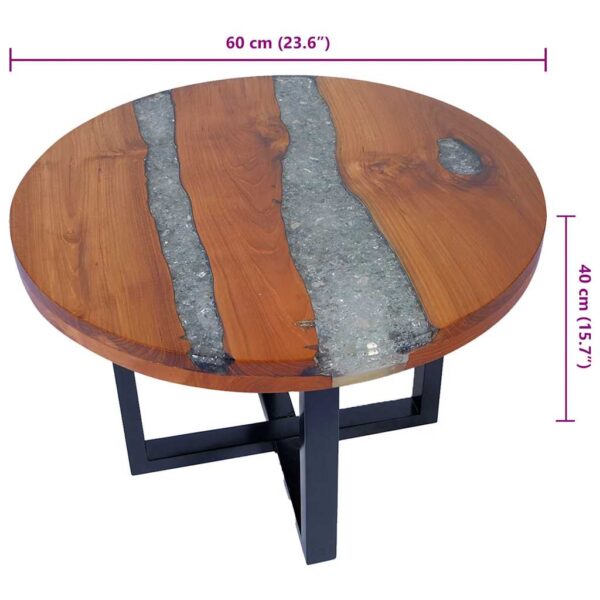vidaXL Coffee Table Teak Resin 60 cm - Image 9