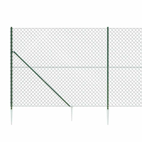 vidaXL Chain Link Fence with Spike Anchors Green 1.4x10 m - Image 5