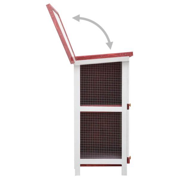 vidaXL Outdoor Rabbit Hutch 4 Doors Red Wood - Image 5
