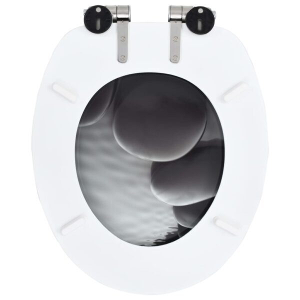 vidaXL WC Toilet Seats 2 pcs with Soft Close Lids MDF Stones Design - Image 6
