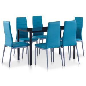vidaXL Seven Piece Dining Set Blue