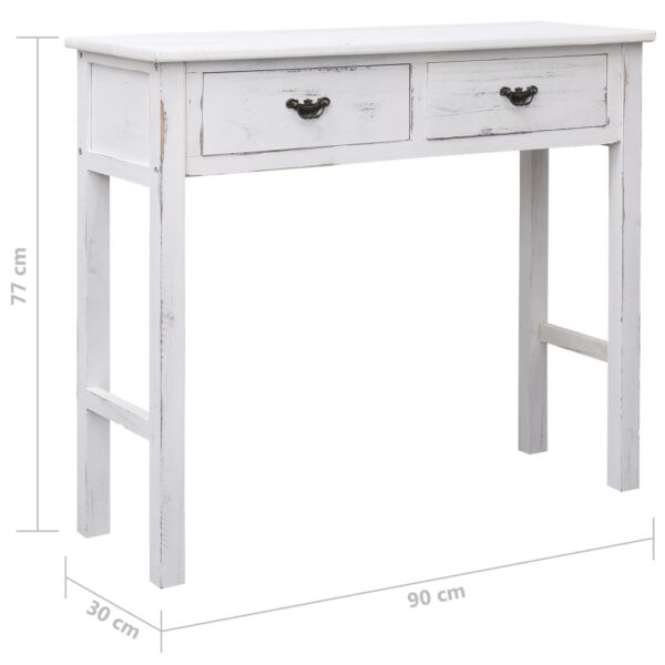 vidaXL Console Table Antique White 90x30x77 cm Wood - Image 9