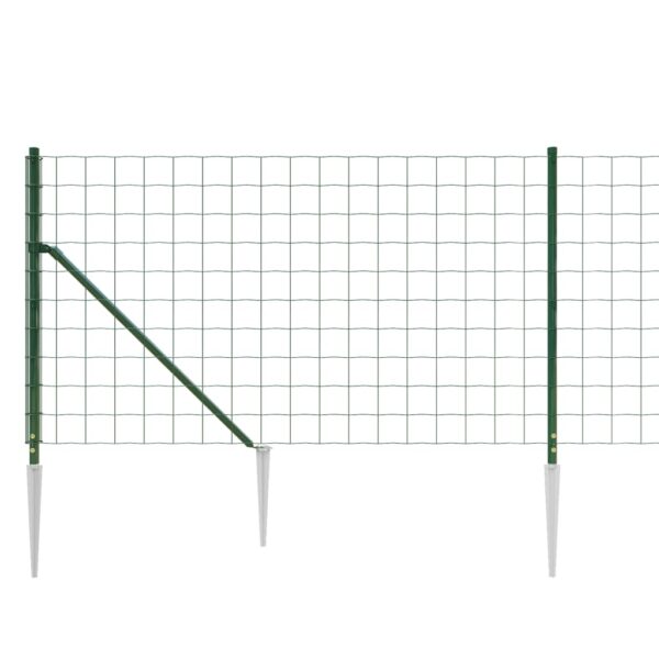vidaXL Wire Mesh Fence with Spike Anchors Green 1x25 m - Image 4