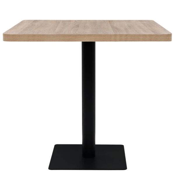 vidaXL Bistro Table MDF and Steel Square 80x80x75 cm Oak Colour - Image 3