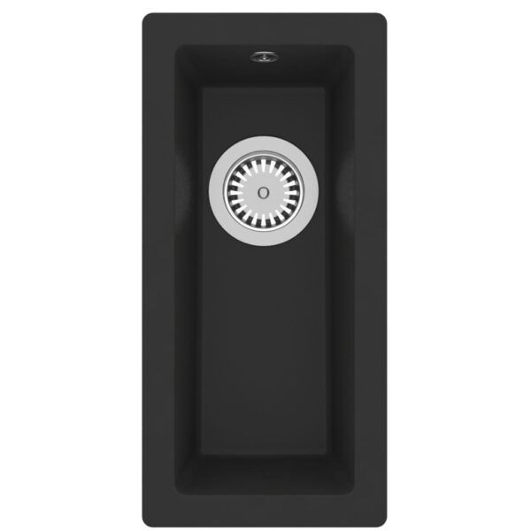 vidaXL Kitchen Sink with Overflow Hole Black Granite - Image 2