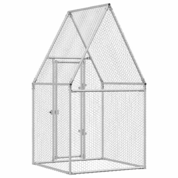 vidaXL Chicken Cage Silver 100x100x190 cm Galvanised Steel - Image 6