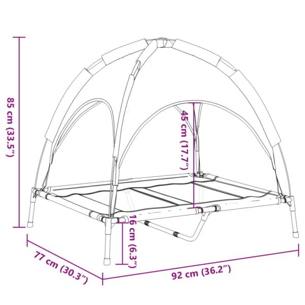 vidaXL Dog Bed with Canopy Anthracite Oxford Fabric and Steel - Image 9