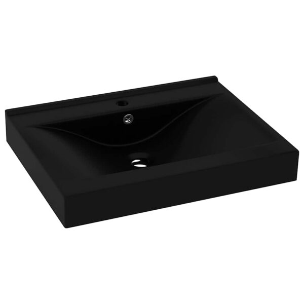 vidaXL Luxury Basin with Faucet Hole Matt Black 60x46 cm Ceramic - Image 2