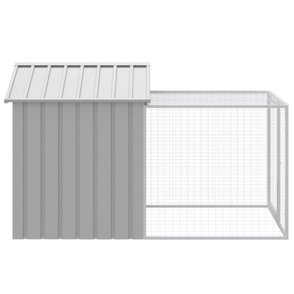 vidaXL Chicken Cage with Run Light Grey 117x201x123 cm Galvanised Steel - Image 4