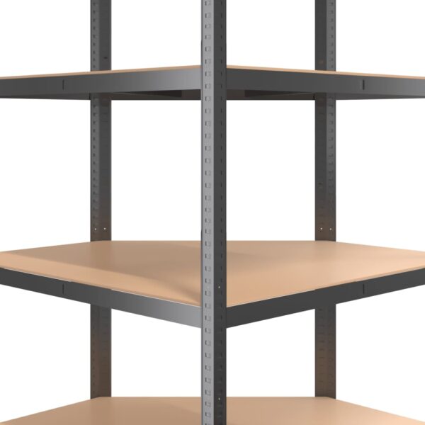 vidaXL 4-Layer Corner Shelf Anthracite Steel and Engineered Wood - Image 7