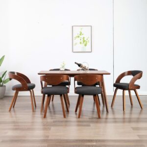 vidaXL Dining Chairs 6 pcs Dark Grey Bent Wood and Fabric
