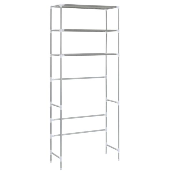 vidaXL 3-Tier Storage Rack over Laundry Machine Silver 69x28x169 cm - Image 5