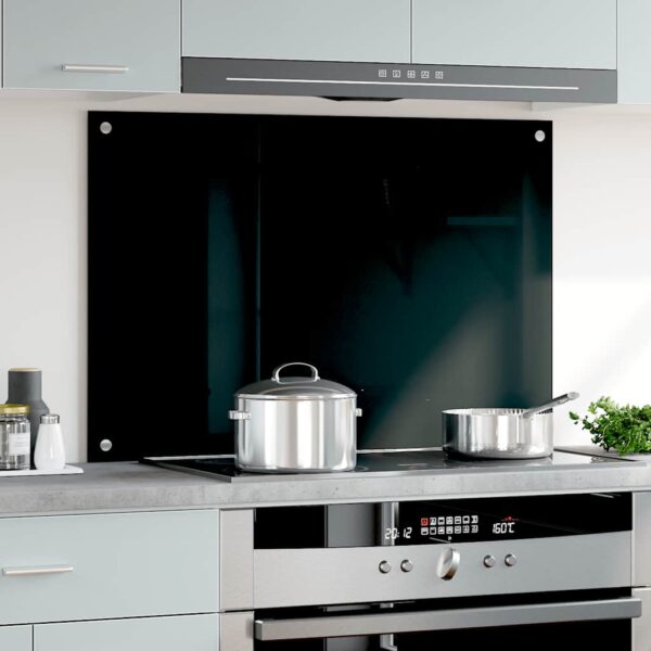 vidaXL Kitchen Backsplash Black 90x60 cm Tempered Glass - Image 3