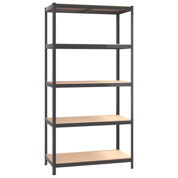 vidaXL 5-Layer Shelves 2 pcs Anthracite Steel and Engineered Wood - Image 4