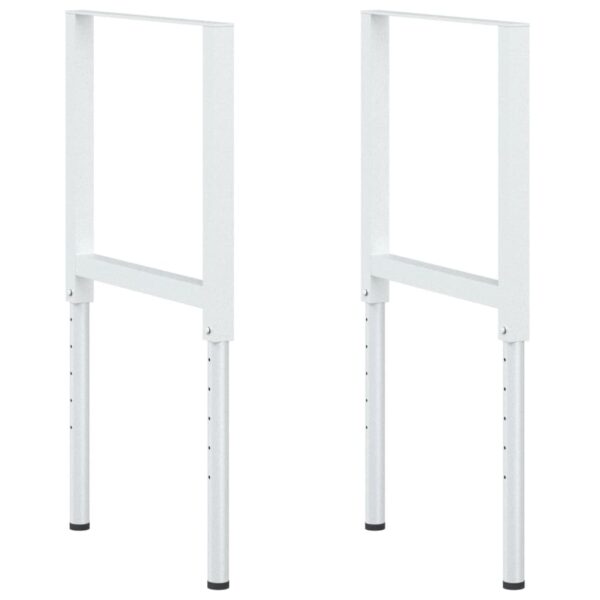 vidaXL Adjustable Work Bench Frames 2 pcs Metal 55x(69-95.5) cm Grey - Image 2