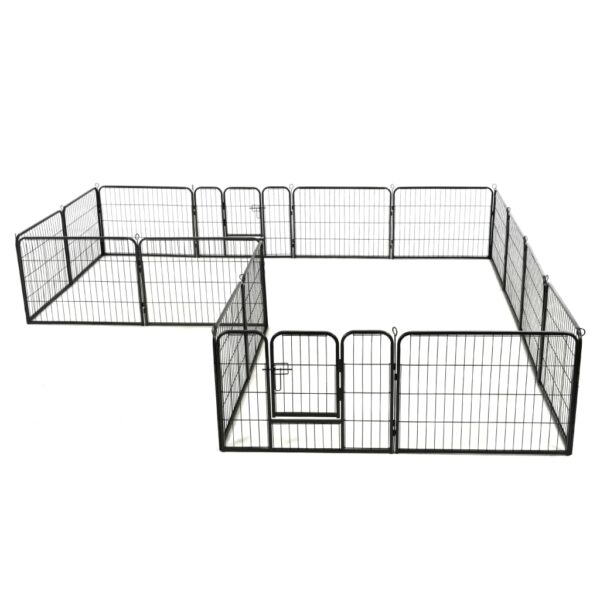 vidaXL Dog Playpen 16 Panels Steel 60x80 cm Black - Image 3