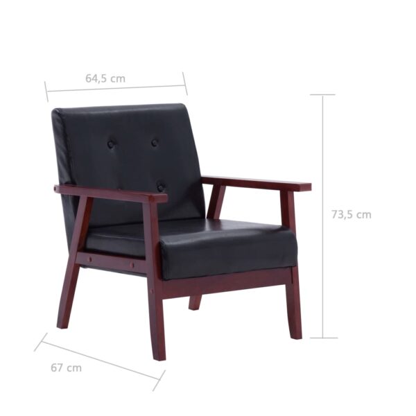 vidaXL Armchair  Black Faux Leather - Image 5