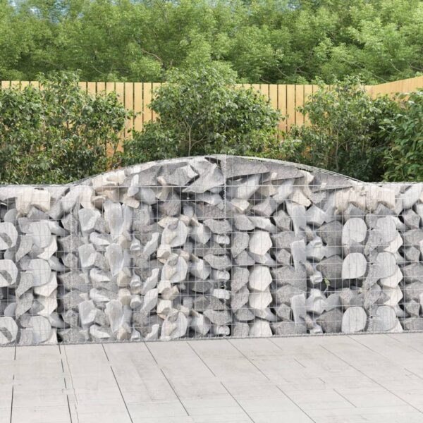 vidaXL Arched Gabion Basket 400x50x100/120 cm Galvanised Iron - Image 1