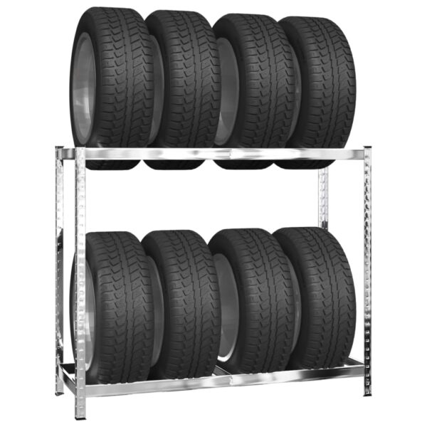 vidaXL 2-Layer Tire Racks 2 pcs Silver 110x40x110 cm Steel - Image 3