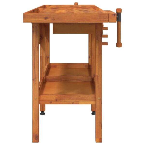 vidaXL Workbench with Drawers and Vices 162x62x83 cm Solid Wood Acacia - Image 5