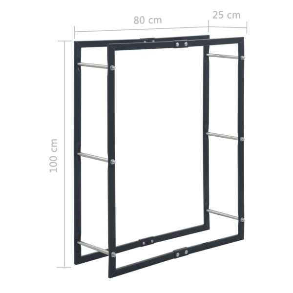 vidaXL Firewood Rack Black 80x25x100 cm Steel - Image 6