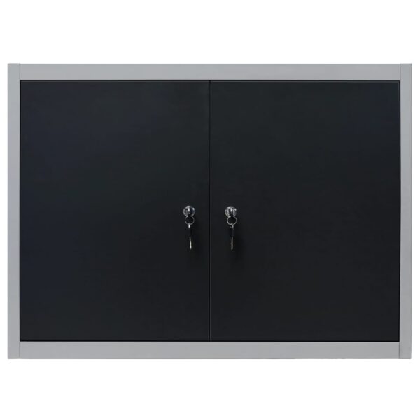 vidaXL Wall Mounted Tool Cabinet Industrial Style Metal Grey and Black - Image 4