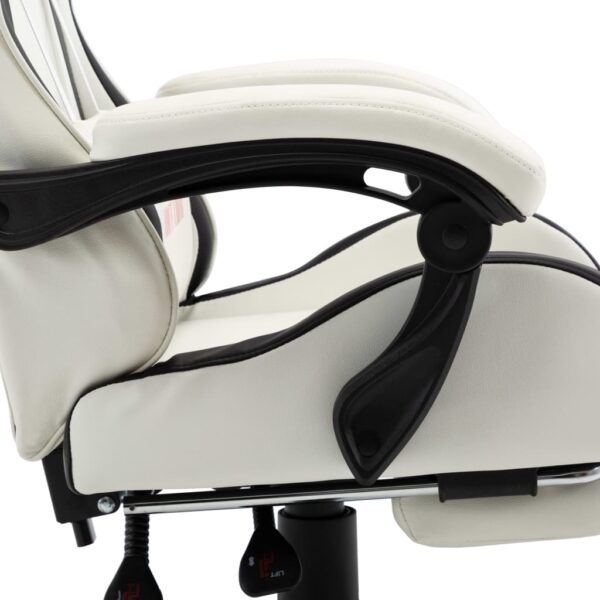 vidaXL Racing Chair with Footrest Black and White Faux Leather - Image 7