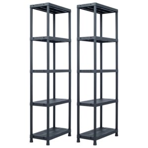 vidaXL Storage Shelf Racks 2 pcs Black 125 kg 60x30x180 cm Plastic