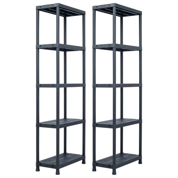 vidaXL Storage Shelf Racks 2 pcs Black 125 kg 60x30x180 cm Plastic - Image 1