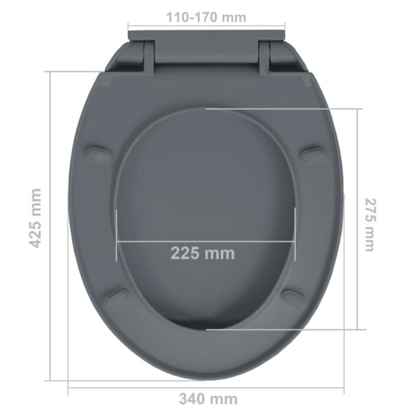 vidaXL Soft-Close Toilet Seat Grey Oval - Image 10