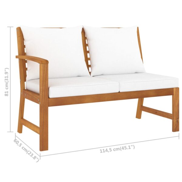 vidaXL 4 Piece Garden Lounge Set with Cushion Cream Solid Acacia Wood - Image 11