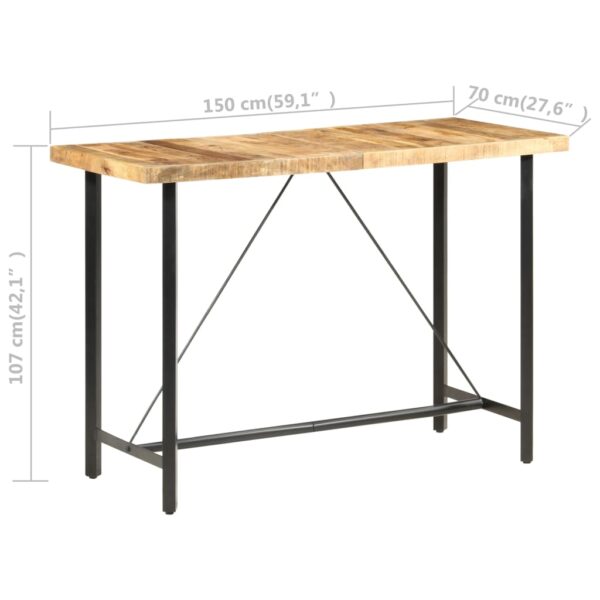 vidaXL Bar table 150x70x107 cm Rough Mango Wood - Image 7