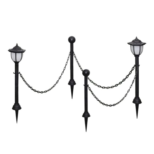 vidaXL Solar Lights 4 pcs with Chain Fence and Poles - Image 3