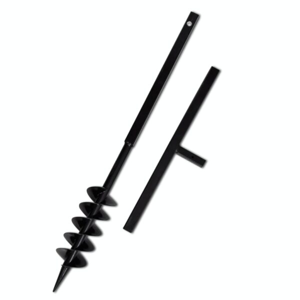 Ground Drill with Handle Auger Bit 100 mm Double Spirals Steel Black - Image 1