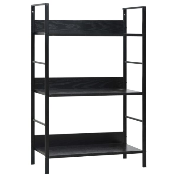 vidaXL 3-Layer Book Shelf Black 60x27.6x90.5 cm Engineered Wood - Image 1