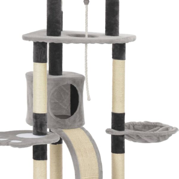 vidaXL Cat Tree with Sisal Scratching Posts Grey 145 cm - Image 4