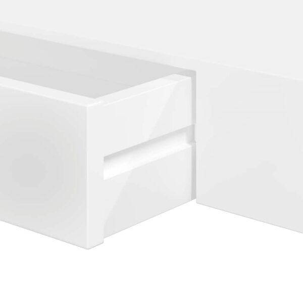 White MDF Floating Wall Display Shelf 1 Drawer Book/DVD Storage - Image 8