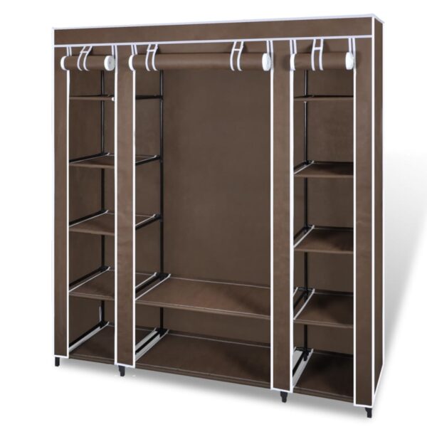 vidaXL Wardrobe with Compartments and Rods 45x150x176 cm Brown Fabric - Image 1
