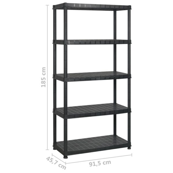 vidaXL Storage Shelf 5-Tier Black 366x45.7x185 cm Plastic - Image 6