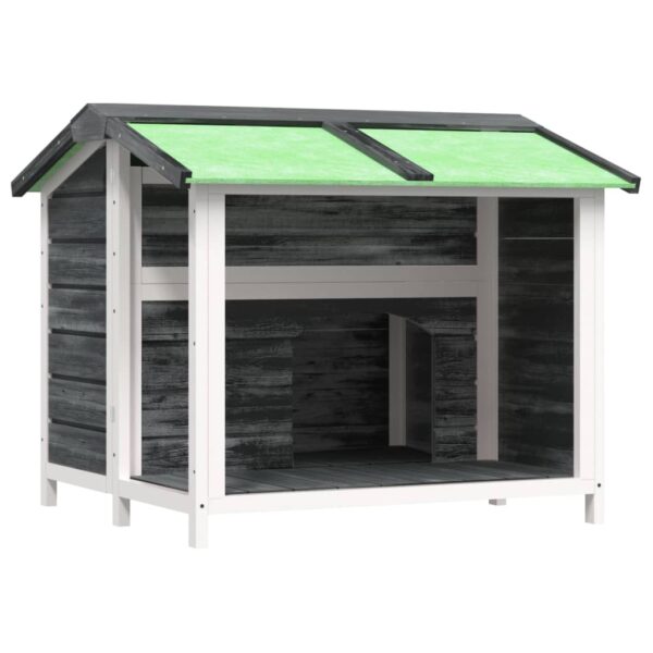 vidaXL Dog Kennel Grey 96x87x80.5 cm Solid Wood Pine - Image 2