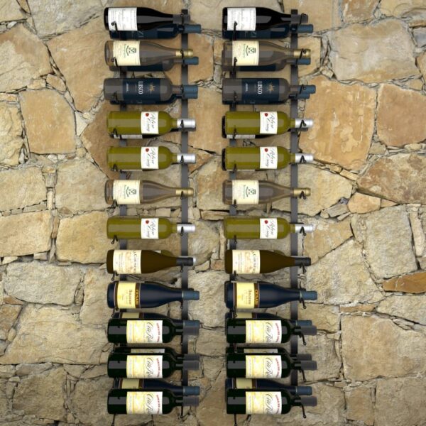 vidaXL Wall-mounted Wine Racks for 48 Bottles 2 pcs Black Iron - Image 5