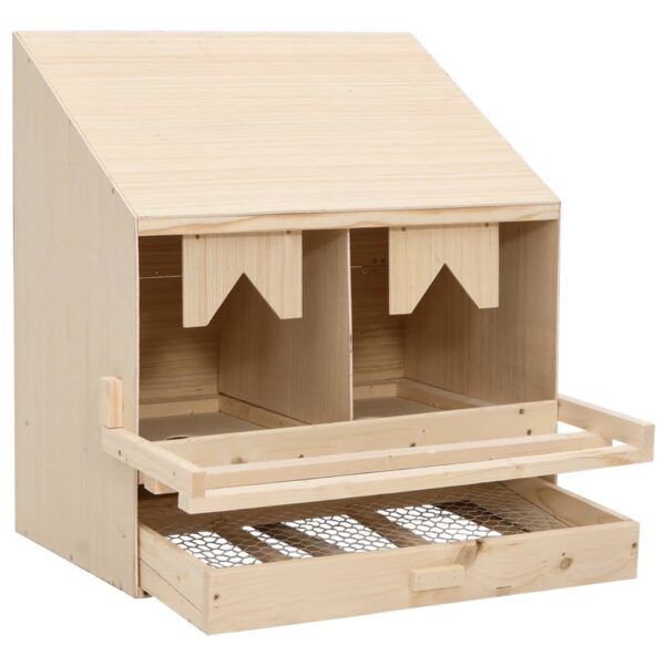 vidaXL Chicken Laying Nest 2 Compartments 63x40x65 cm Solid Pine Wood - Image 4