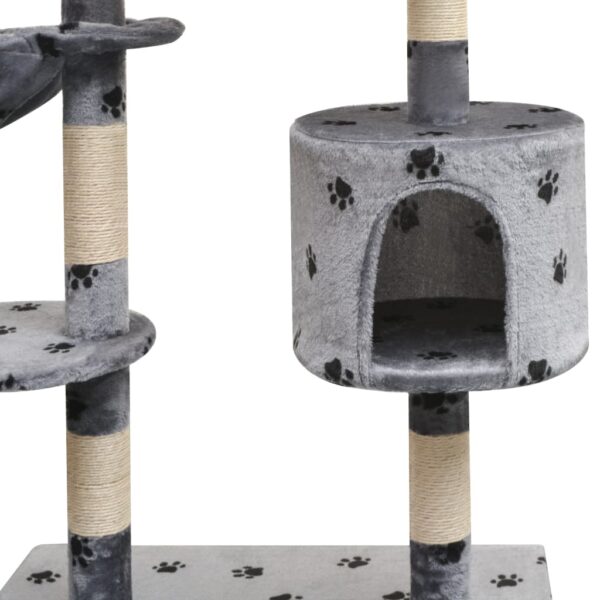 vidaXL Cat Tree with Sisal Scratching Posts 125 cm Paw Prints Grey - Image 3