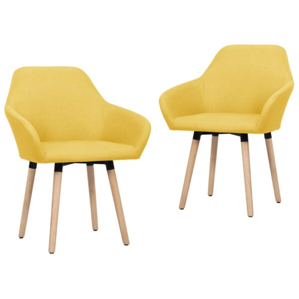 vidaXL Dining Chairs 2 pcs Yellow Fabric - Image 1